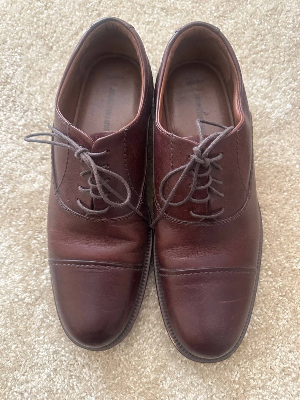 Johnston & Murphy Men's Brown Cap-Toe Leather Oxfords
